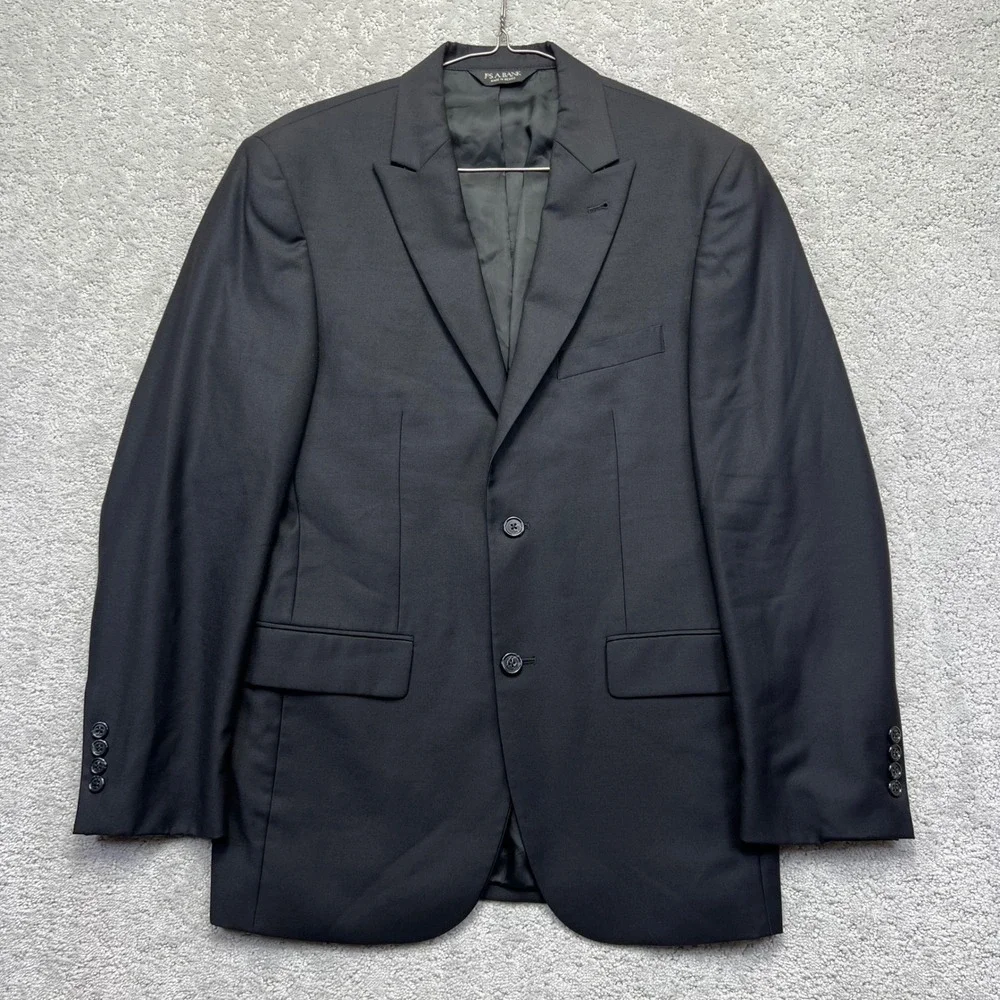 Jos A Bank Signature Collection Blazer Mens 38R Black Tailored Fit 100% Wool
